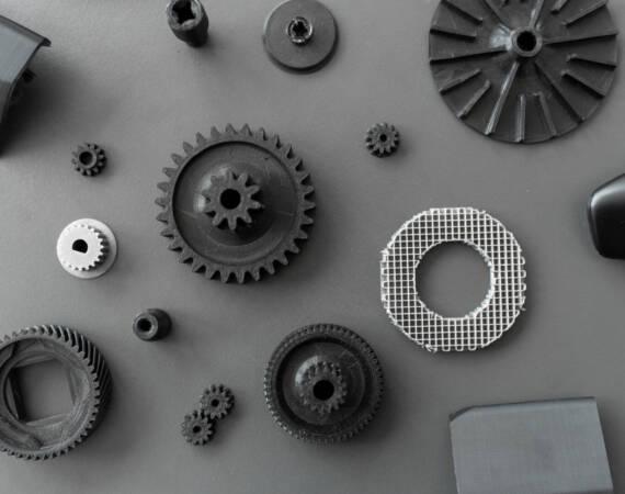 3d printed objects on the table in the laboratory